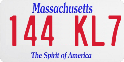 MA license plate 144KL7
