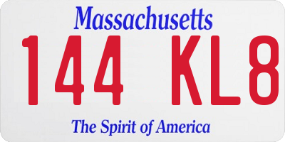 MA license plate 144KL8