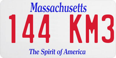 MA license plate 144KM3
