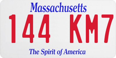 MA license plate 144KM7