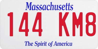 MA license plate 144KM8