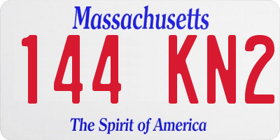 MA license plate 144KN2