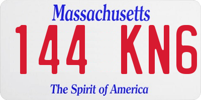 MA license plate 144KN6