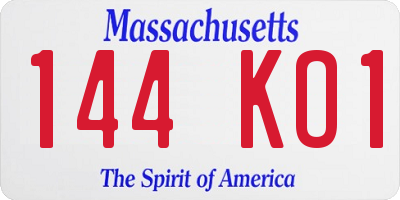 MA license plate 144KO1