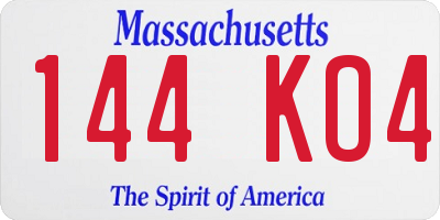 MA license plate 144KO4