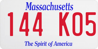 MA license plate 144KO5