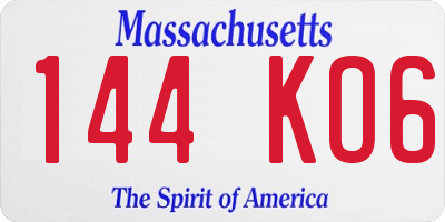 MA license plate 144KO6