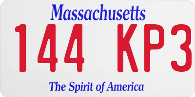 MA license plate 144KP3
