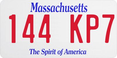 MA license plate 144KP7