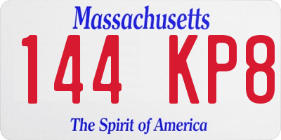 MA license plate 144KP8