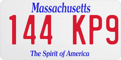 MA license plate 144KP9