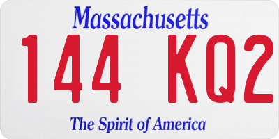 MA license plate 144KQ2