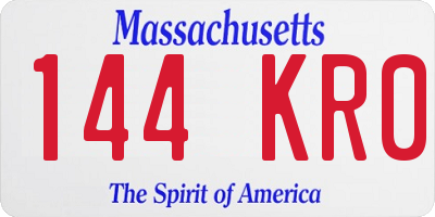 MA license plate 144KR0