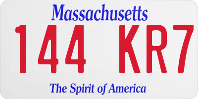 MA license plate 144KR7