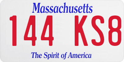 MA license plate 144KS8