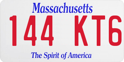 MA license plate 144KT6