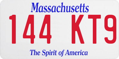MA license plate 144KT9