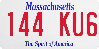 MA license plate 144KU6