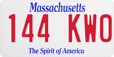 MA license plate 144KW0