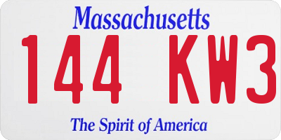 MA license plate 144KW3