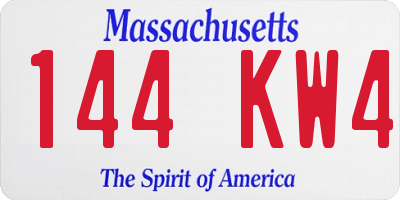MA license plate 144KW4