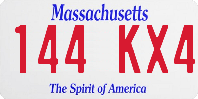MA license plate 144KX4