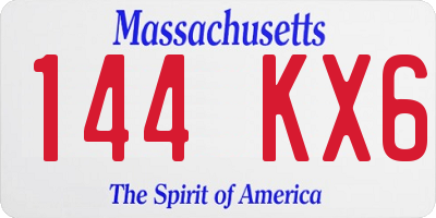 MA license plate 144KX6