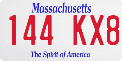 MA license plate 144KX8