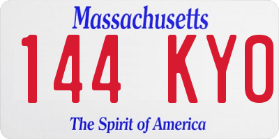 MA license plate 144KY0