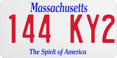 MA license plate 144KY2