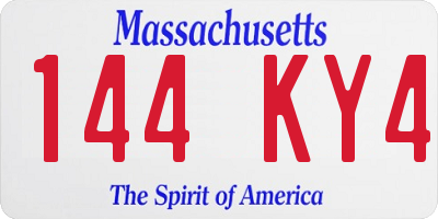MA license plate 144KY4