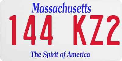 MA license plate 144KZ2