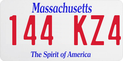 MA license plate 144KZ4