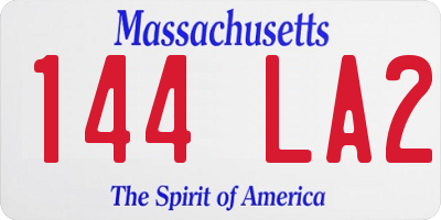 MA license plate 144LA2