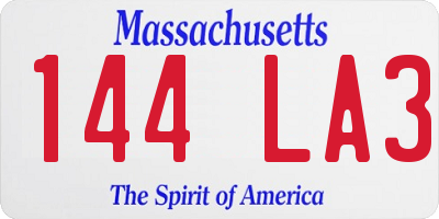 MA license plate 144LA3