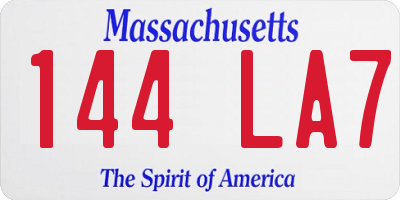 MA license plate 144LA7