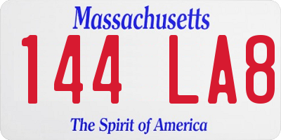 MA license plate 144LA8