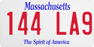 MA license plate 144LA9