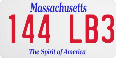 MA license plate 144LB3