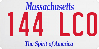 MA license plate 144LC0