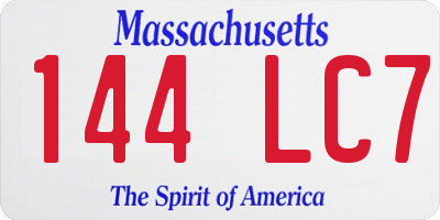MA license plate 144LC7
