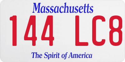 MA license plate 144LC8