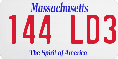 MA license plate 144LD3
