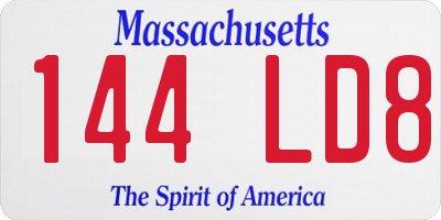 MA license plate 144LD8