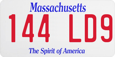 MA license plate 144LD9