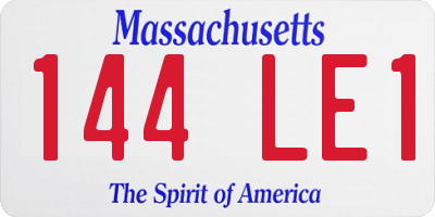 MA license plate 144LE1