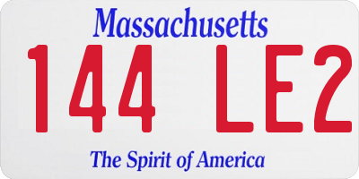 MA license plate 144LE2