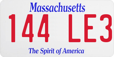 MA license plate 144LE3