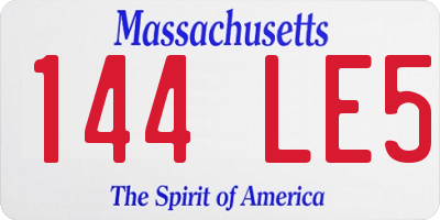 MA license plate 144LE5