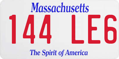 MA license plate 144LE6